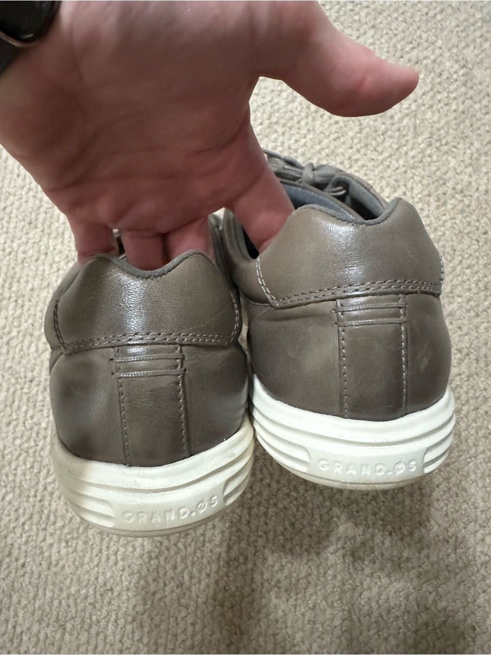 Cole Haan Men's Gray Leather Low-Top Sneakers with White Sole - size 10 - Picture 4 of 7